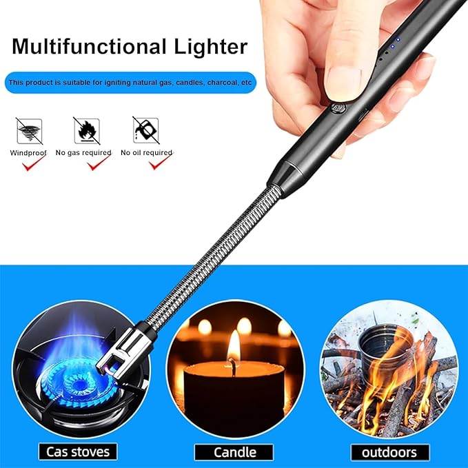 Stainless Steel Electric Lighter For Candles Rechargeable Electric Gas Lighter/Plasma Lighter Flameless Windproof Usb Lighter