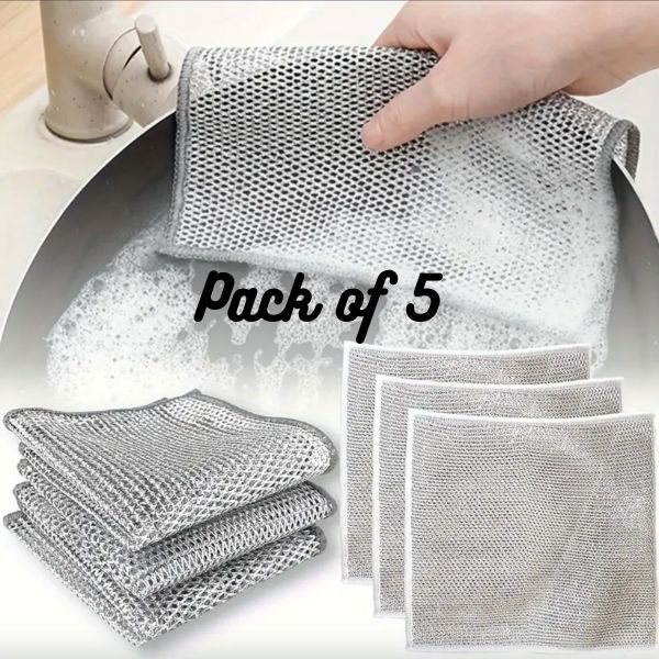 Non-Scratch Multipurpose Steel Wire Dishwashing Rags | Pack of 20